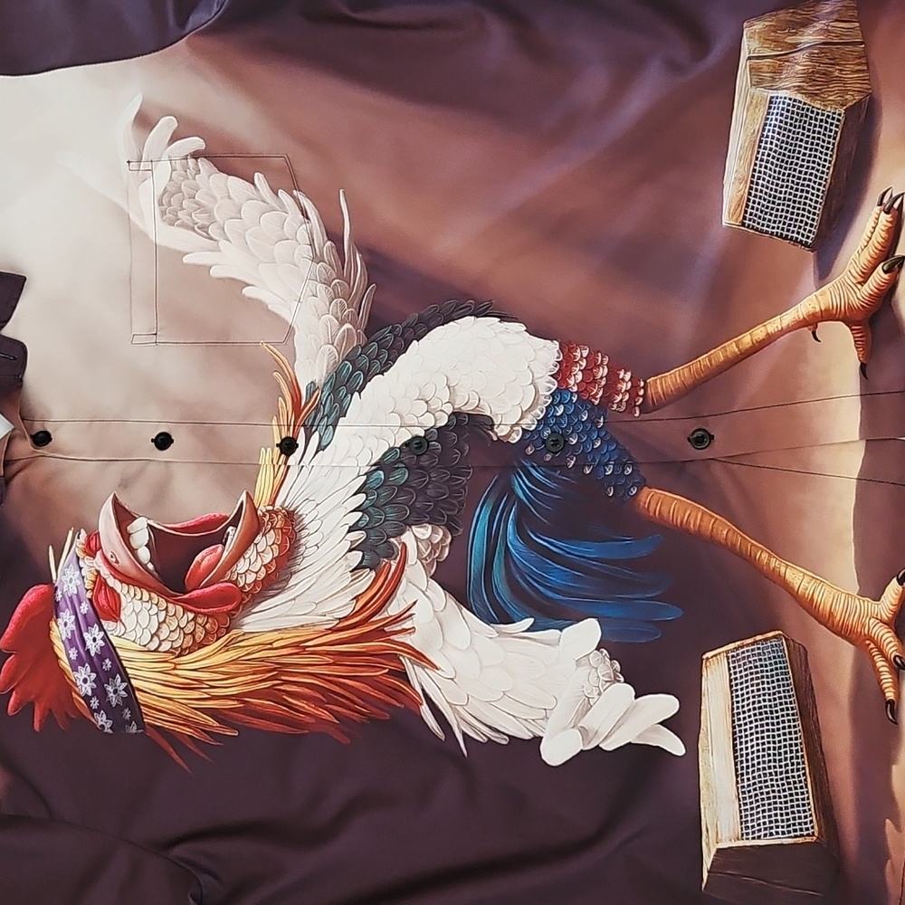 Men's Graphic Rooster Shirt - Brown